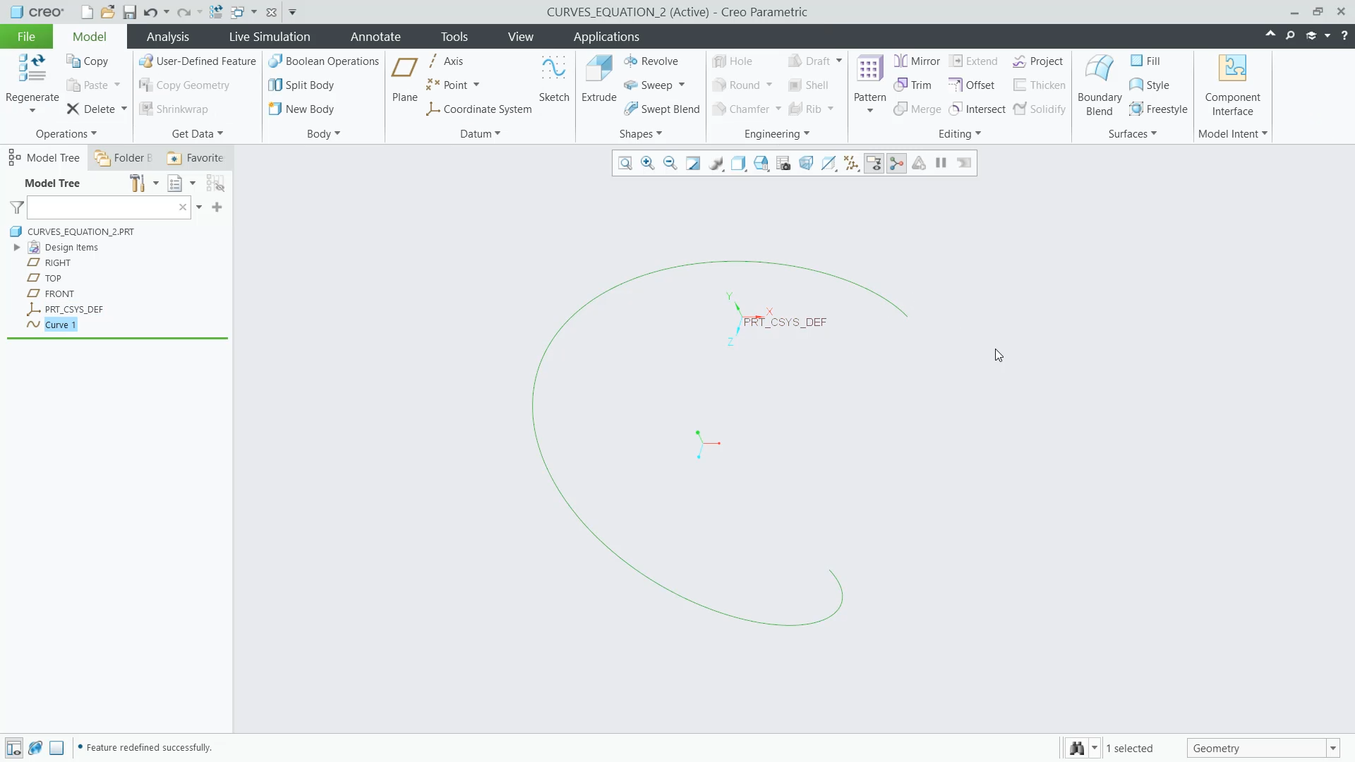 Create a Curve From Equation | tutorial | PTC Learning Connector