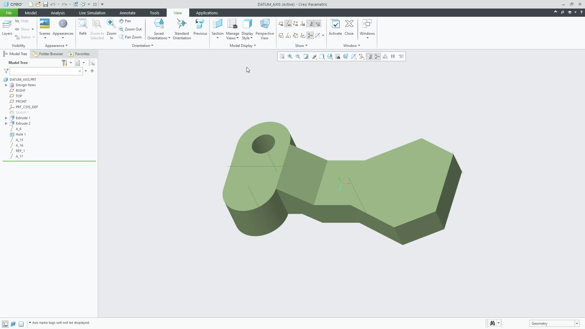 Create Datum Axes | tutorial | PTC Learning Connector