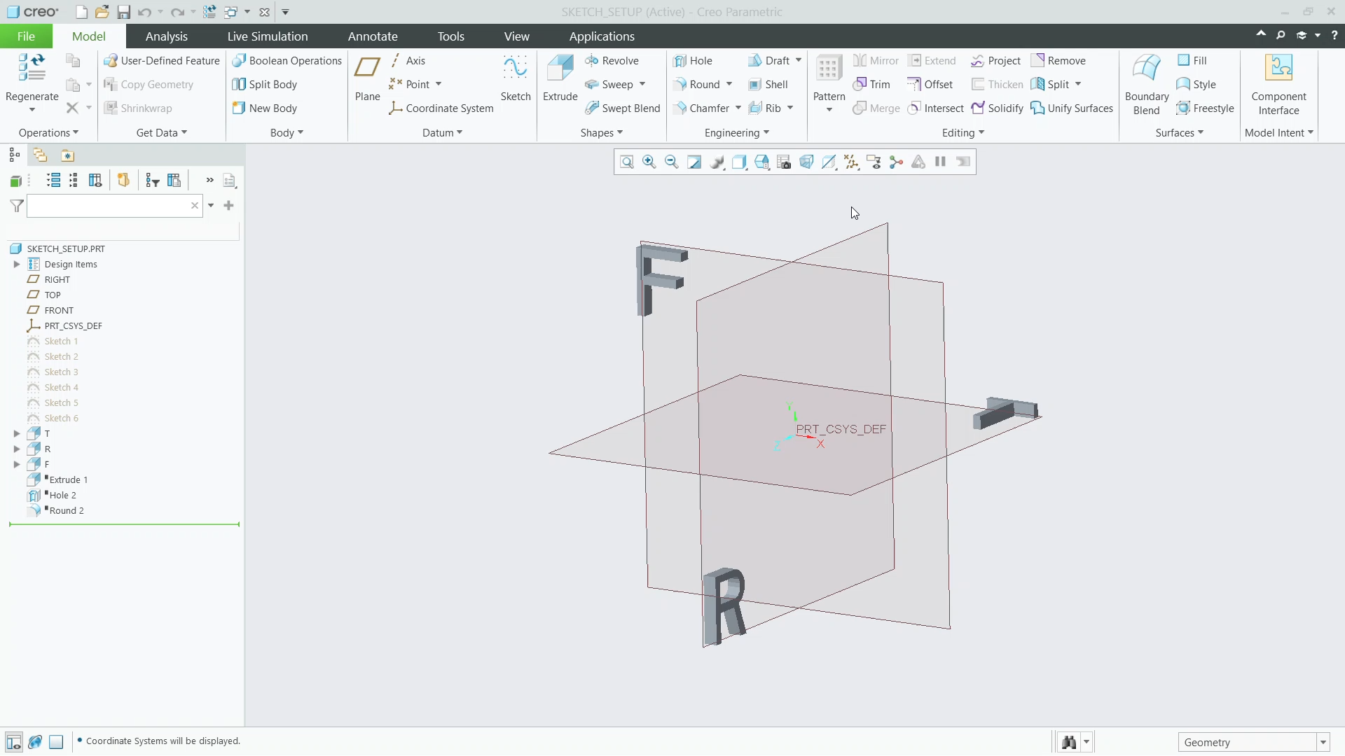 Specify and Manipulate the Sketch Setup | tutorial | PTC Learning Connector