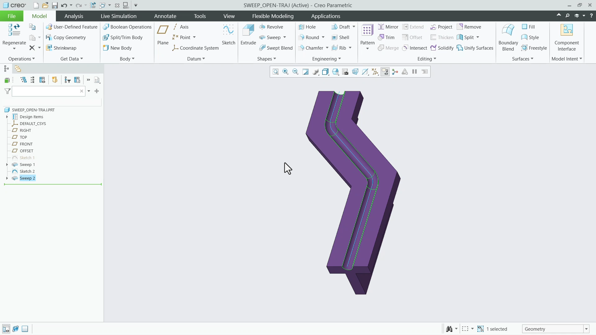Create Sweeps with Open Trajectories | tutorial | PTC Learning Connector