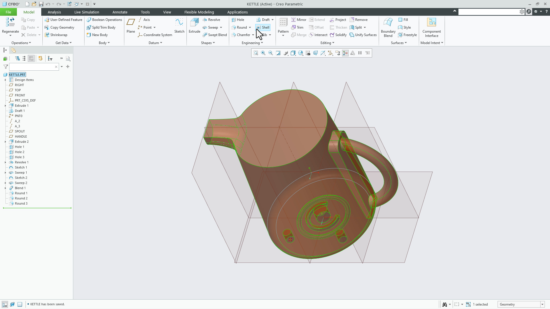 Create Shell Features | tutorial | PTC Learning Connector