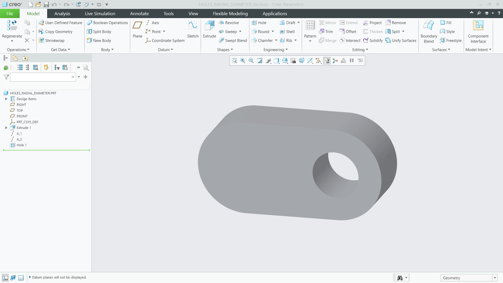 Create Radial and Diameter Holes | tutorial | PTC Learning Connector