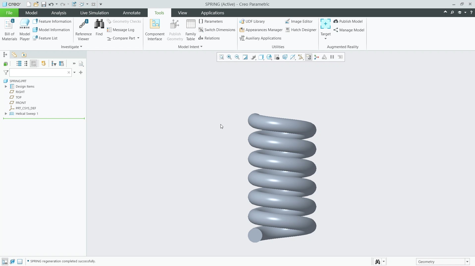 Create Helical Sweeps for Springs | tutorial | PTC Learning Connector