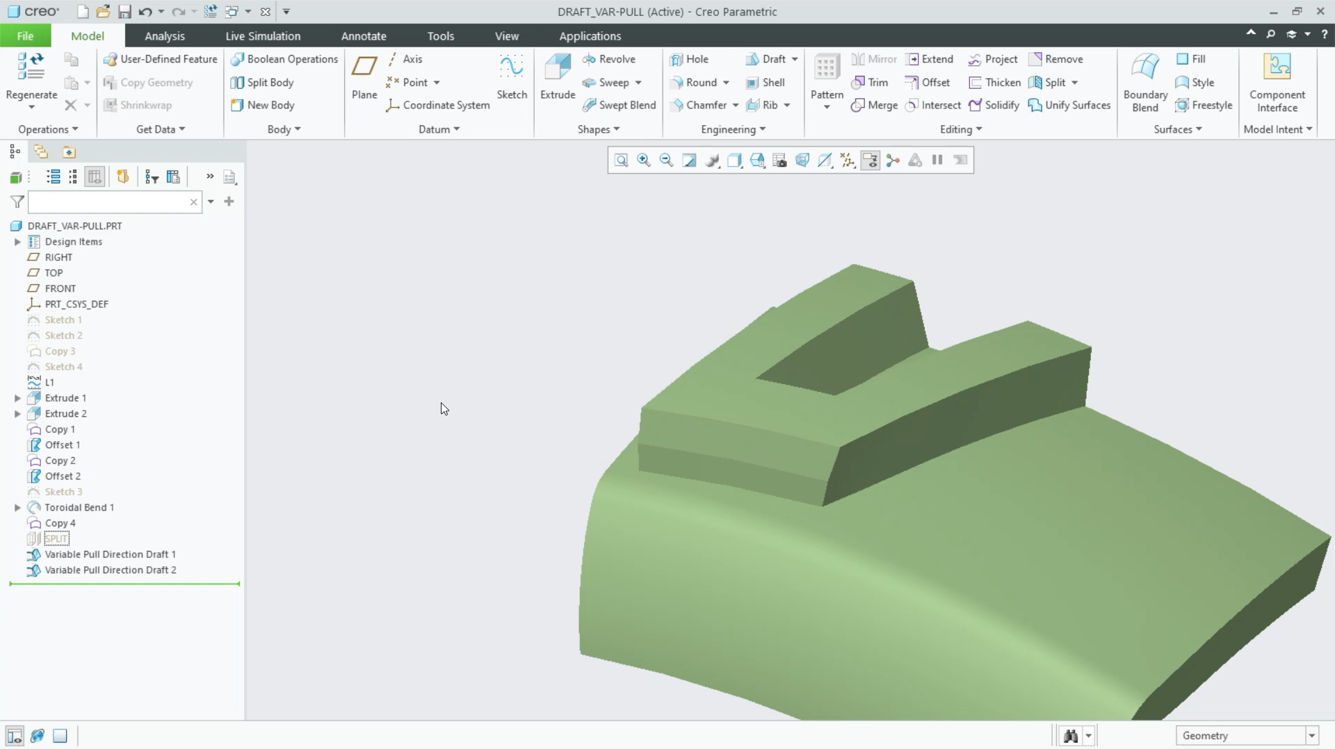 Draft Pull Direction Create Drafts with Variable Pull Direction | tutorial | PTC Learning ...