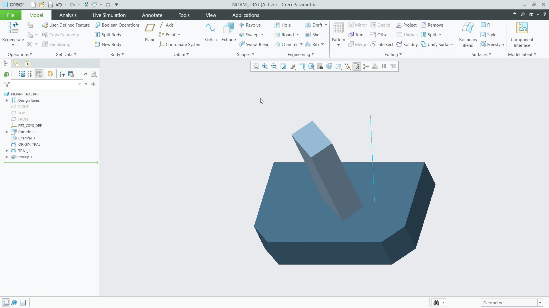 Create Sweeps Normal to Trajectory | tutorial | PTC Learning Connector