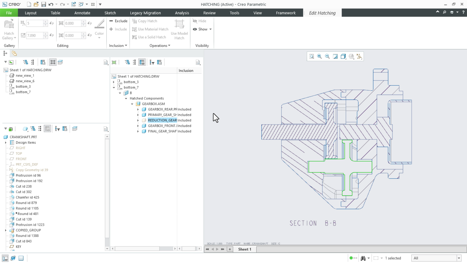 Modify Cross Hatching Display | tutorial | PTC Learning Connector