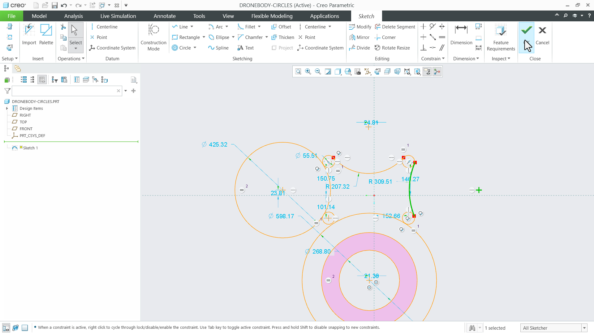Sketch Circles and Arcs | tutorial | PTC Learning Connector