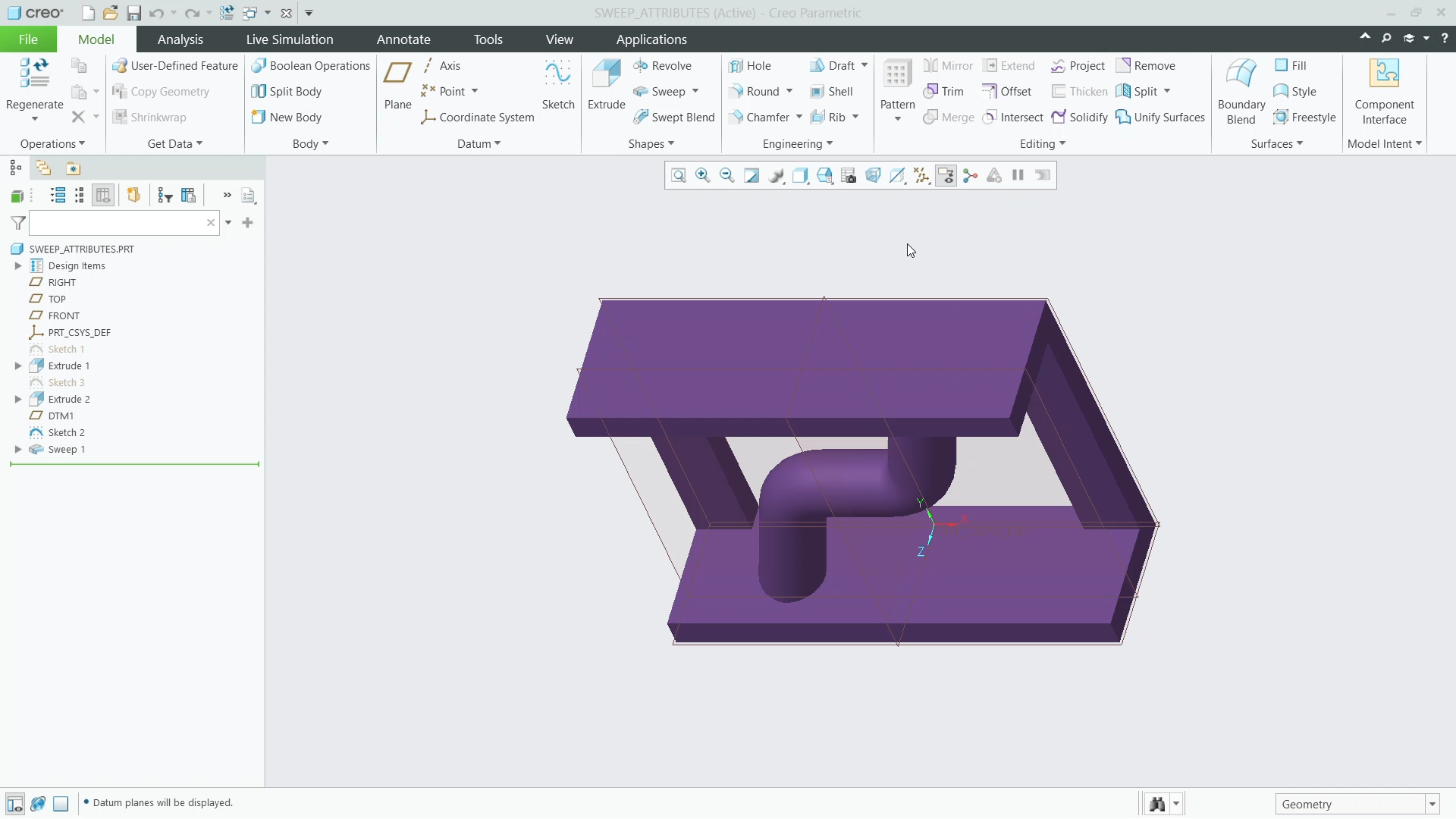 Analyze Sweep Feature Attributes | tutorial | PTC Learning Connector