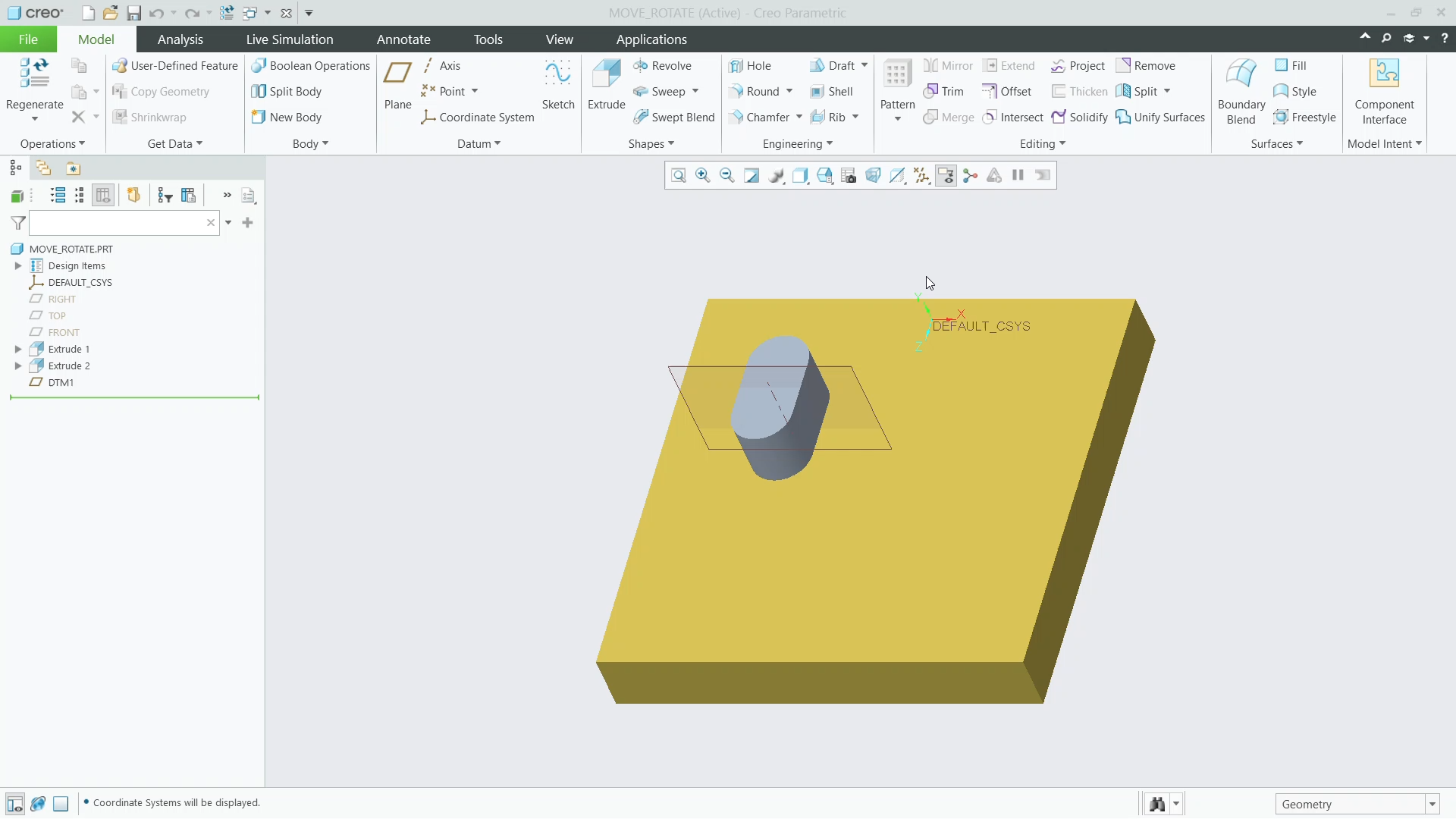 Move and Rotate Copied Features | tutorial | PTC Learning Connector