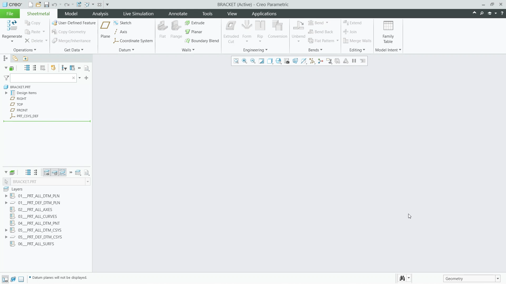 Create a New Sheetmetal Model in Part Mode | tutorial | PTC Learning ...