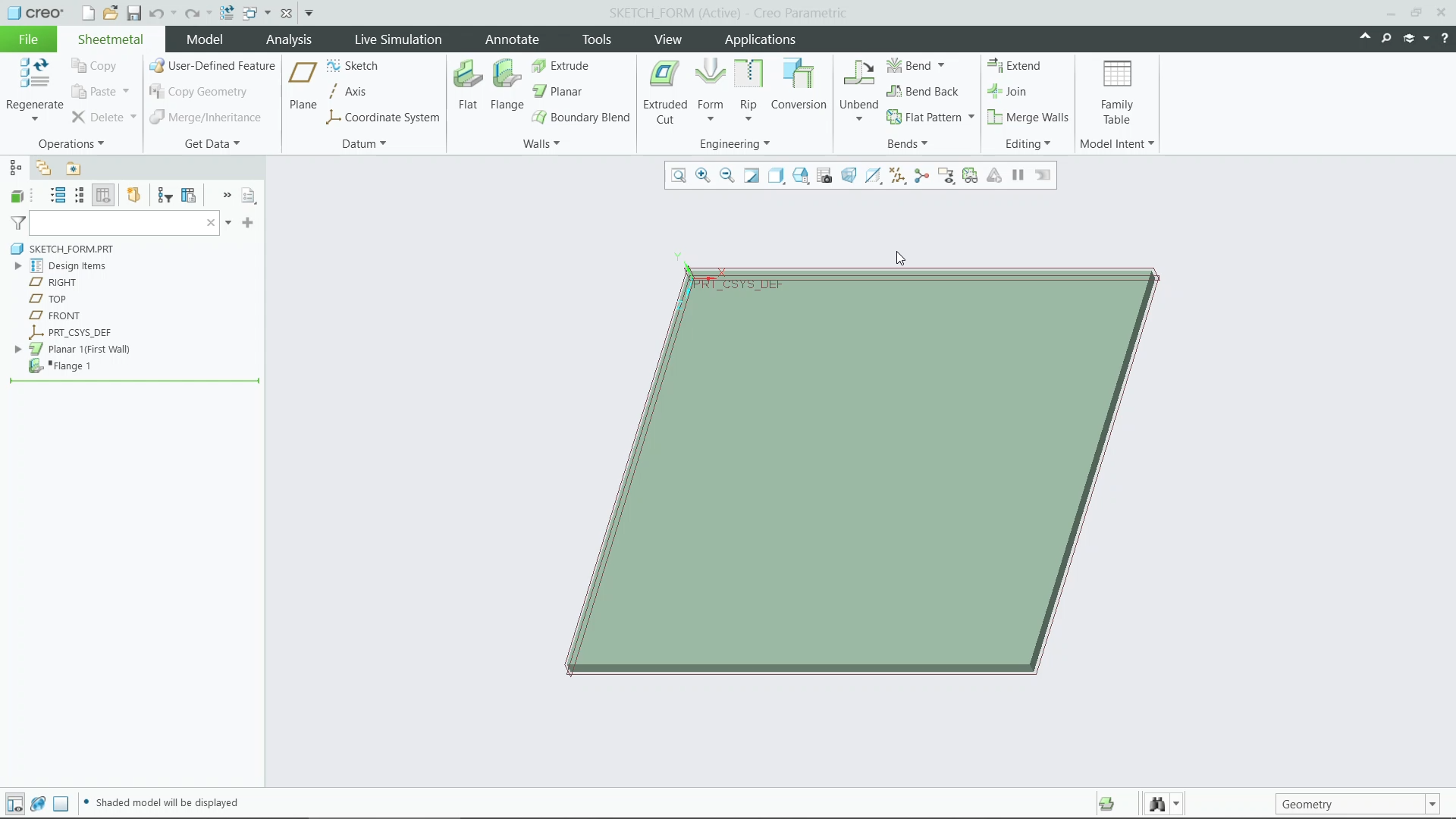 Create Sketched Forms | tutorial | PTC Learning Connector