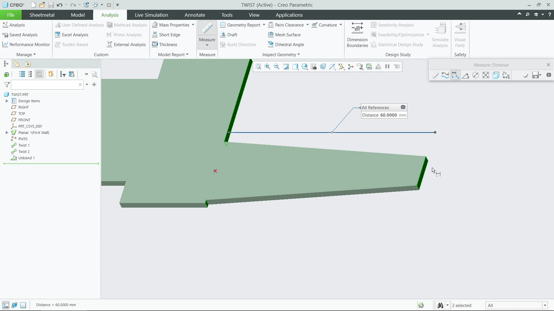 Create Twist Wall Features | tutorial | PTC Learning Connector