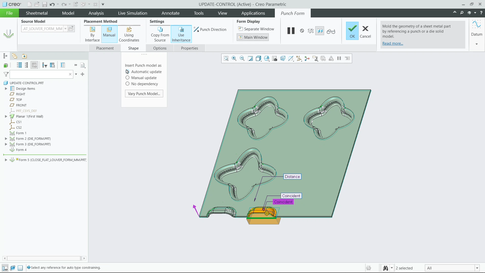 Utilize Dependency Control with Punch and Die Forms | tutorial | PTC ...
