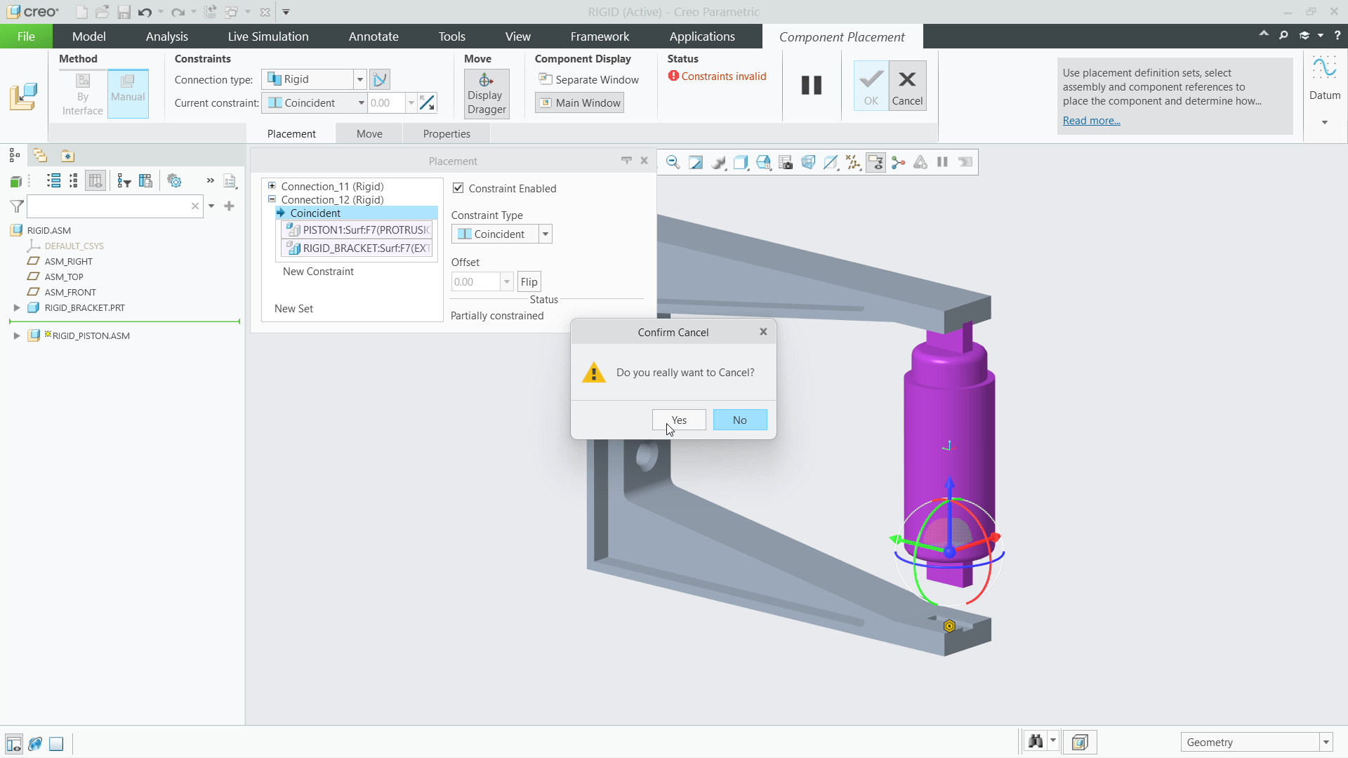 Rigid Connection Sets | tutorial | PTC Learning Connector