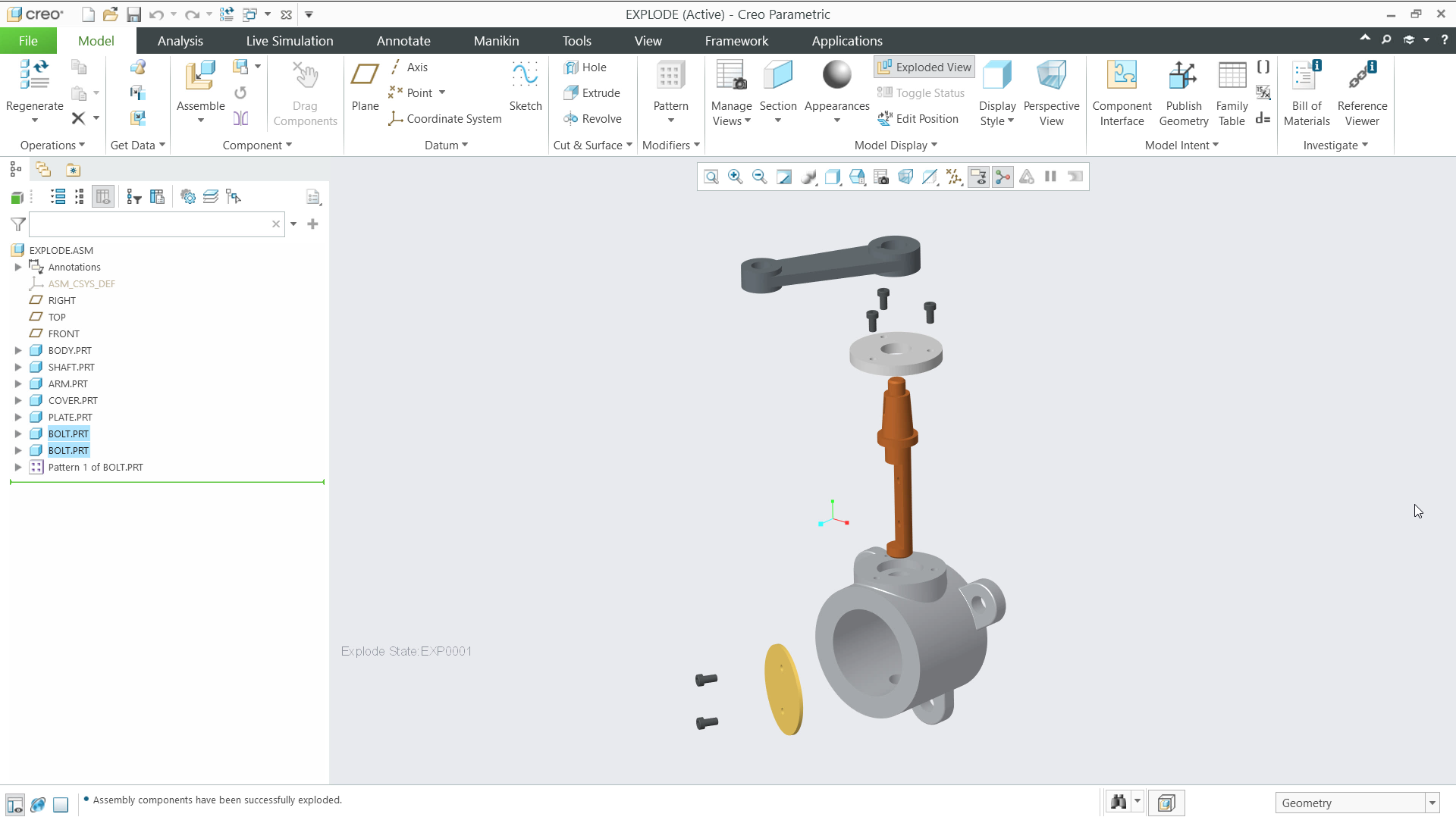 Create and Manage Explode States | tutorial | PTC Learning Connector