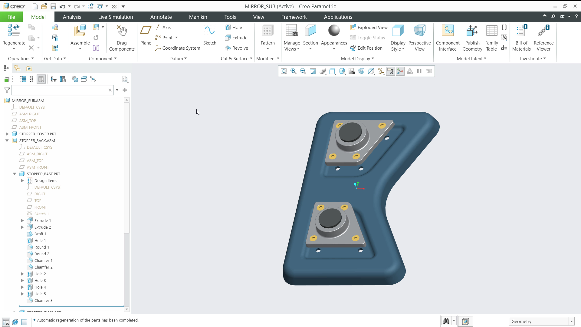 Create Mirrored Subassemblies | tutorial | PTC Learning Connector