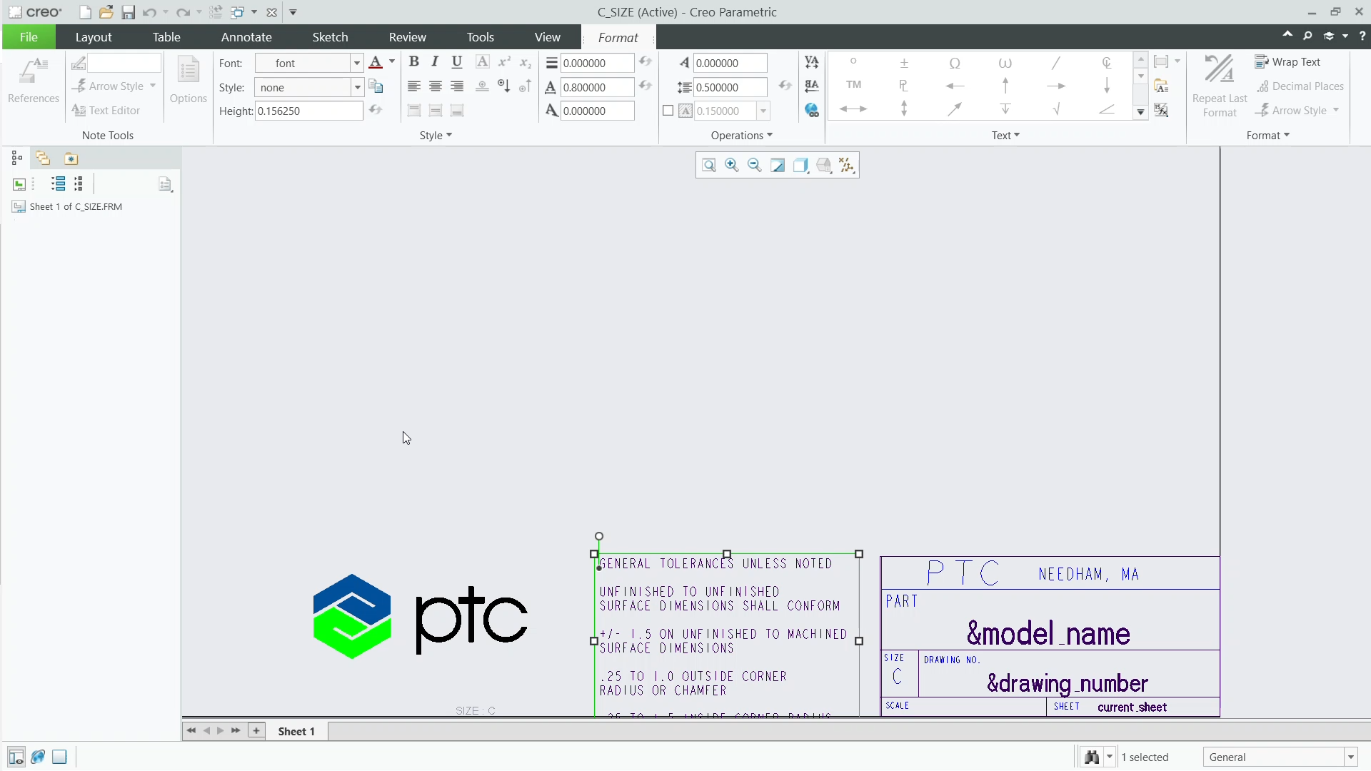 Create Drawing Formats | tutorial | PTC Learning Connector