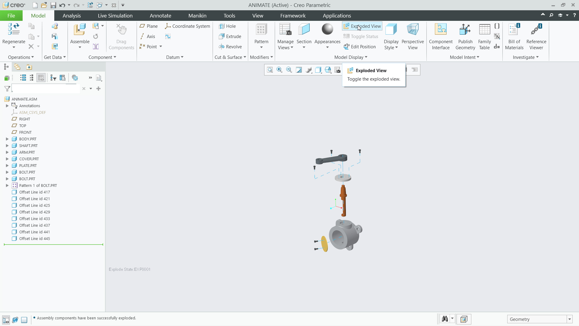 Animate Explode States | tutorial | PTC Learning Connector