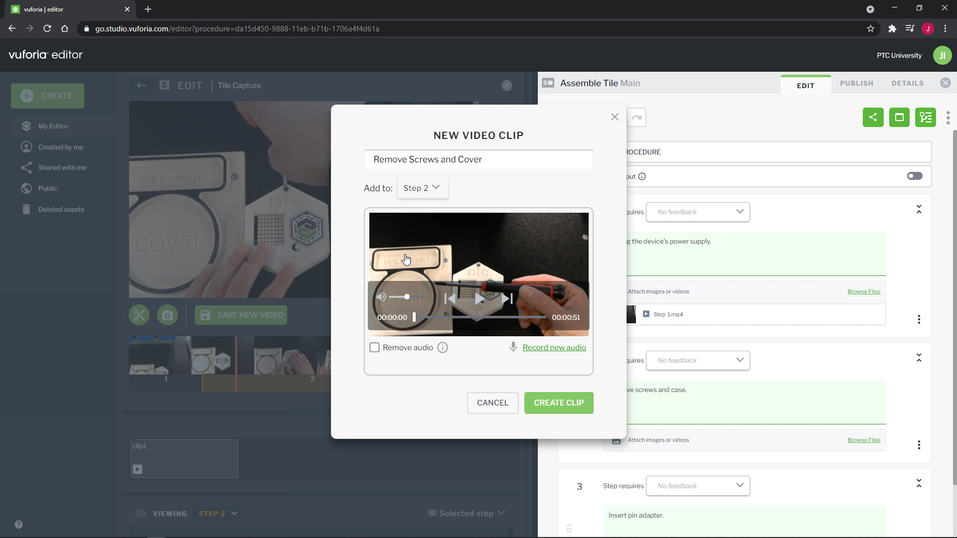 Create a New Video Clip | tutorial | PTC Learning Connector