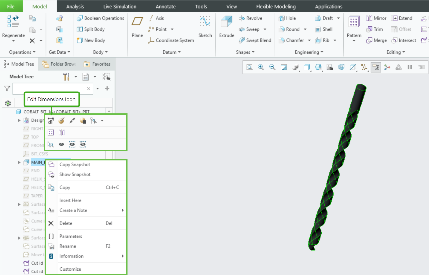 Modify a Family Table | tutorial | PTC Learning Connector