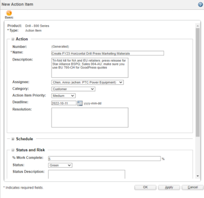 Create an Action Item | tutorial | PTC Learning Connector