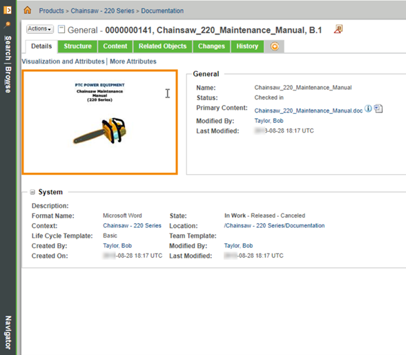 Examine Document Information | tutorial | PTC Learning Connector