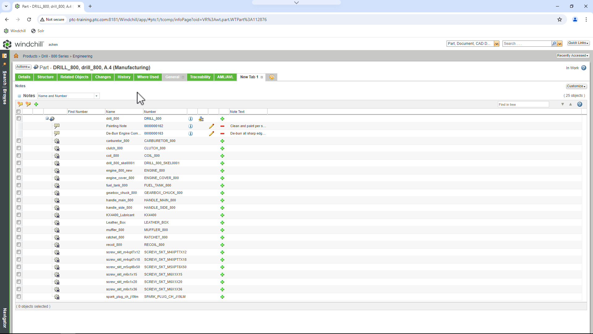 Create BOM Notes | tutorial | PTC Learning Connector