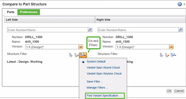 Compare Variant Structures | tutorial | PTC Learning Connector