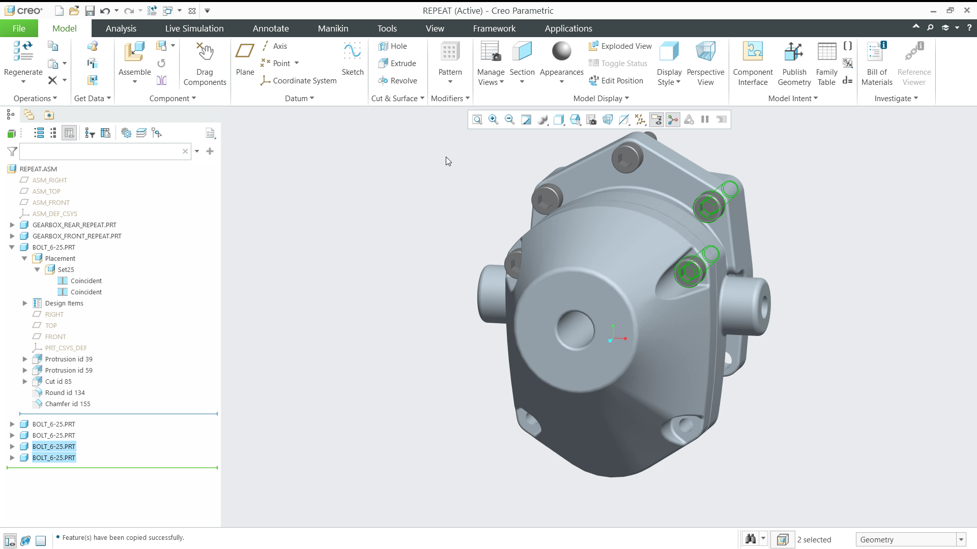 Repeat Component Placement in an Assembly | tutorial | PTC Learning ...