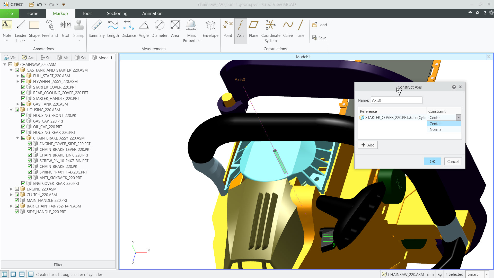 Create a Construction Axis | tutorial | PTC Learning Connector