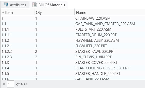 Generate a Bill of Materials | tutorial | PTC Learning Connector
