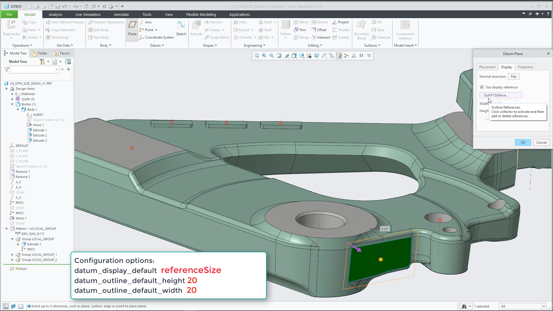 Create Datum Planes and Control their Size | tutorial | PTC Learning ...