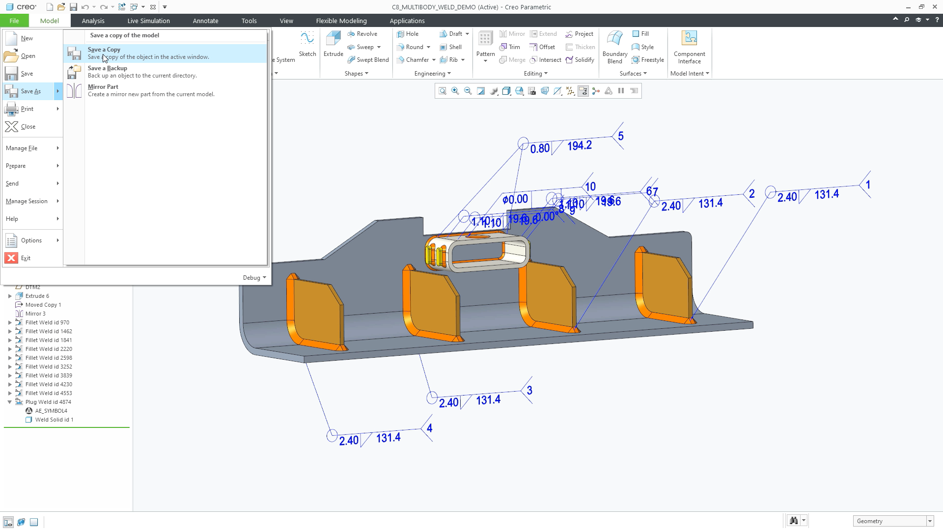 Export Solid Weld Geometries | tutorial | PTC Learning Connector