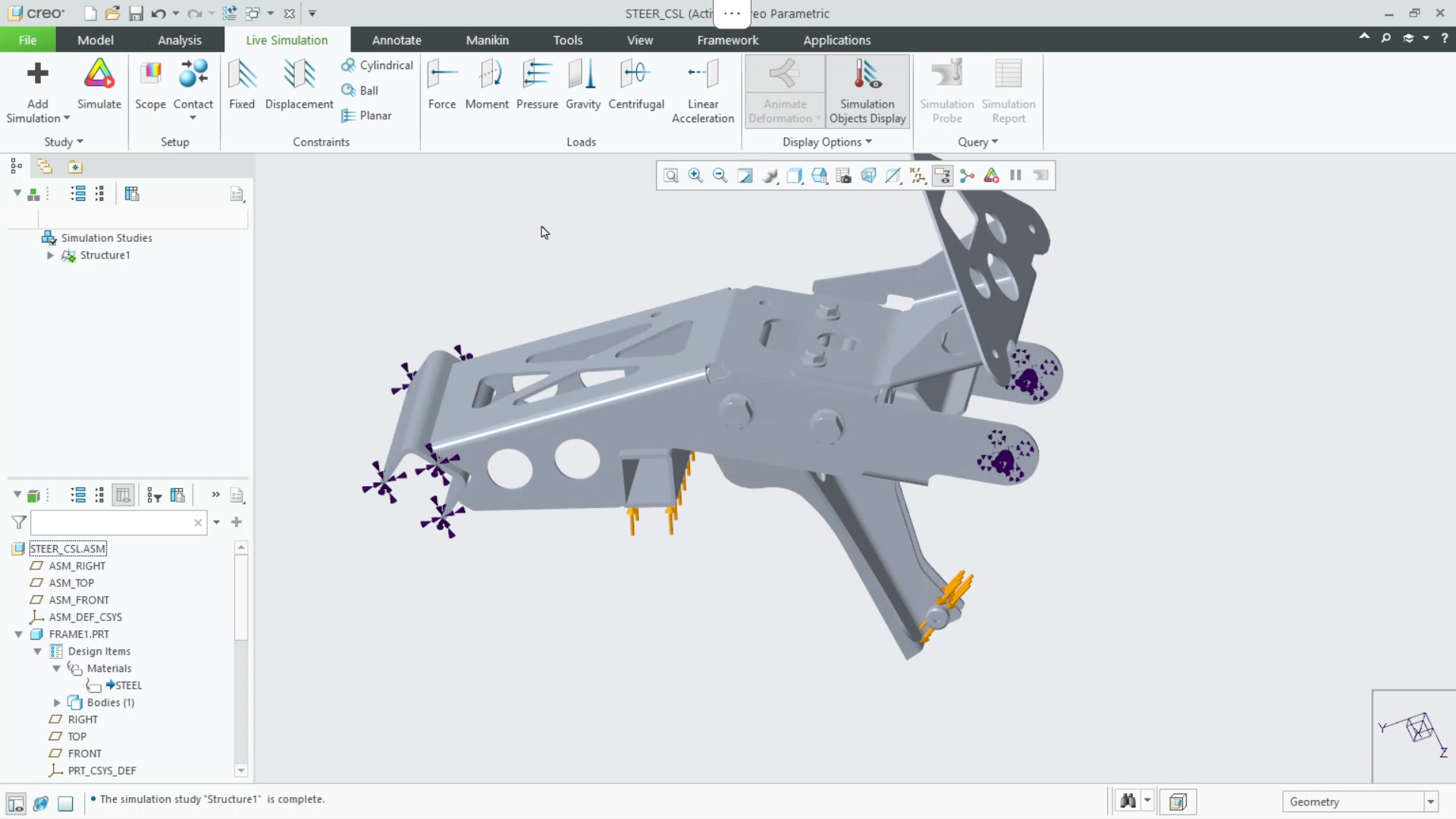 Set Up and Run a Structural Simulation | tutorial | PTC Learning Connector