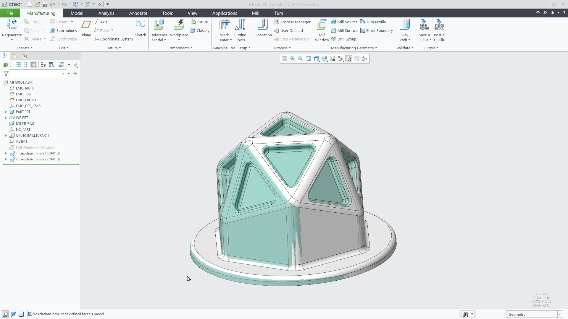 New Geodesic 5 Axis Finish Toolpath | tutorial | PTC Learning Connector