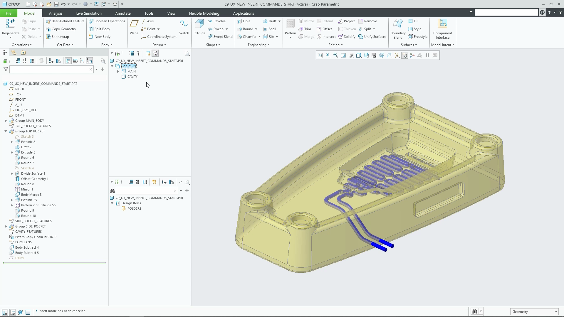 Ptc Tutorial Models Model Tree Enhancements - Updated Insert Commands | tutorial | PTC ...