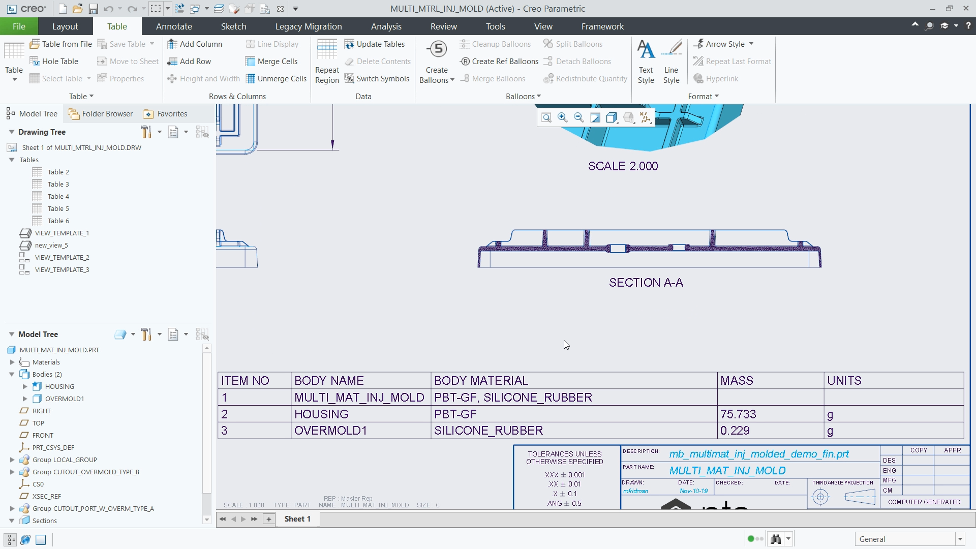Partex Design Table Add Drawing Table from Table Templates for Multibody Parts | tutorial ...