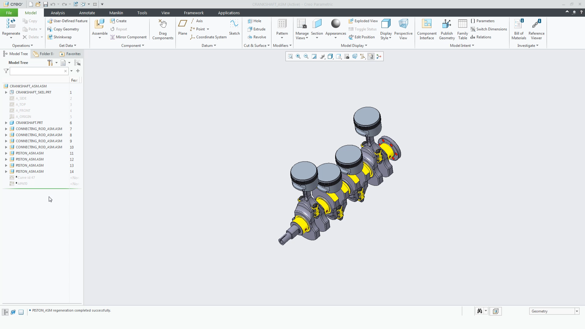 See Active Component in the Model Tree | tutorial | PTC Learning Connector