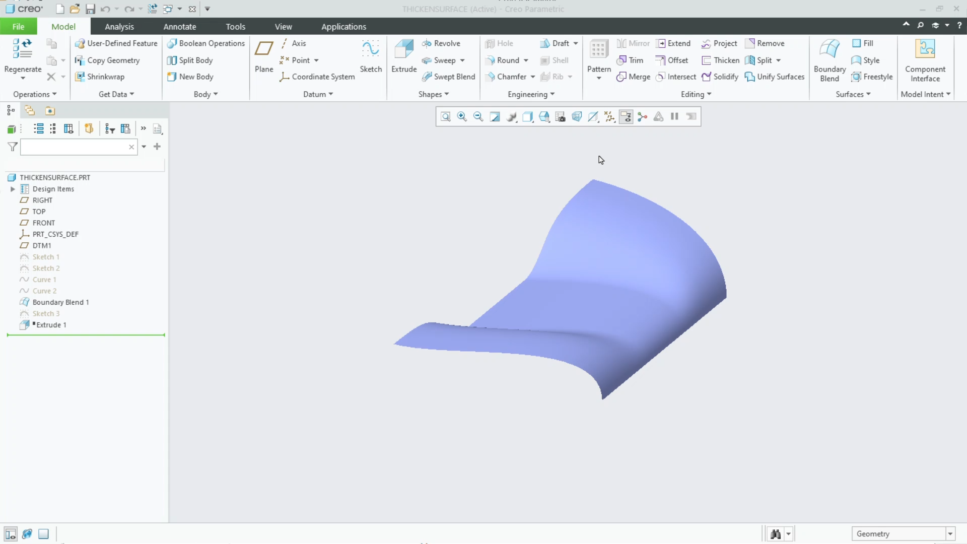Thicken Surface Quilts | tutorial | Playlist | PTC Learning Connector