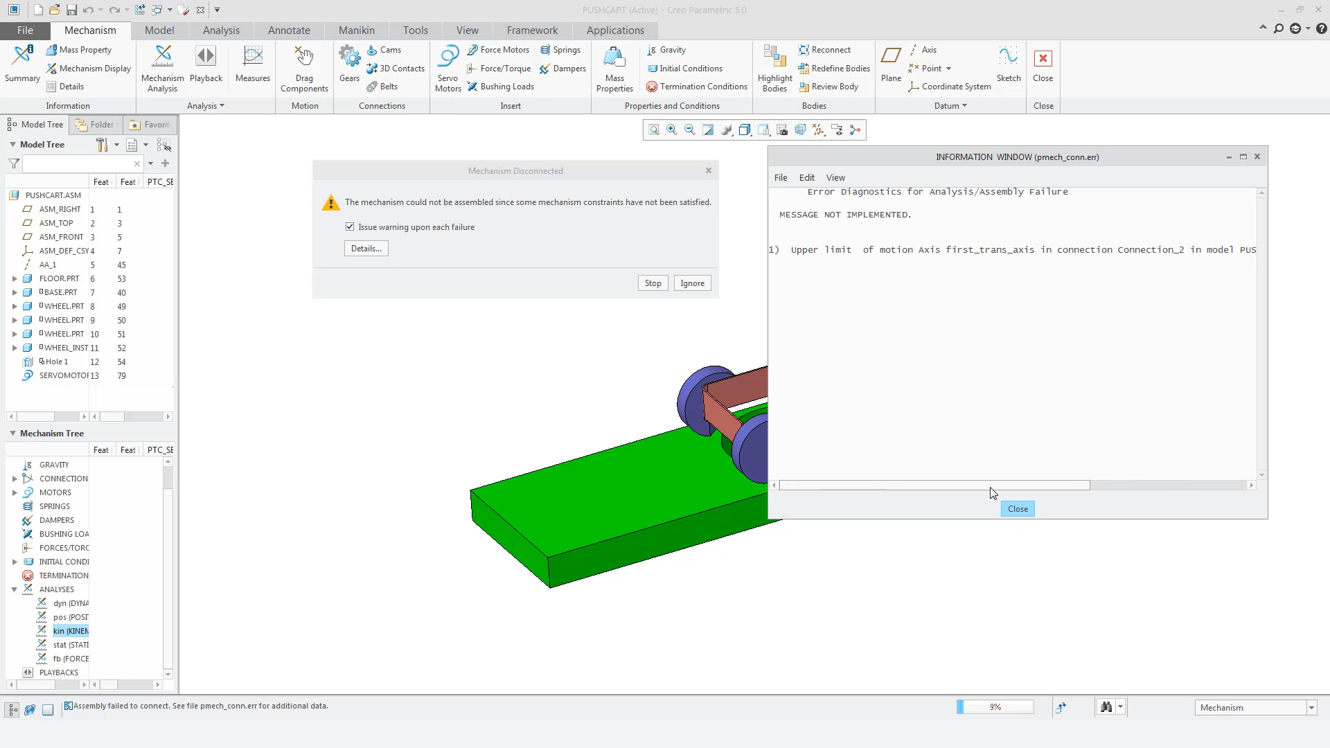 Diagnose Failures in Mechanism | tutorial | PTC Learning Connector