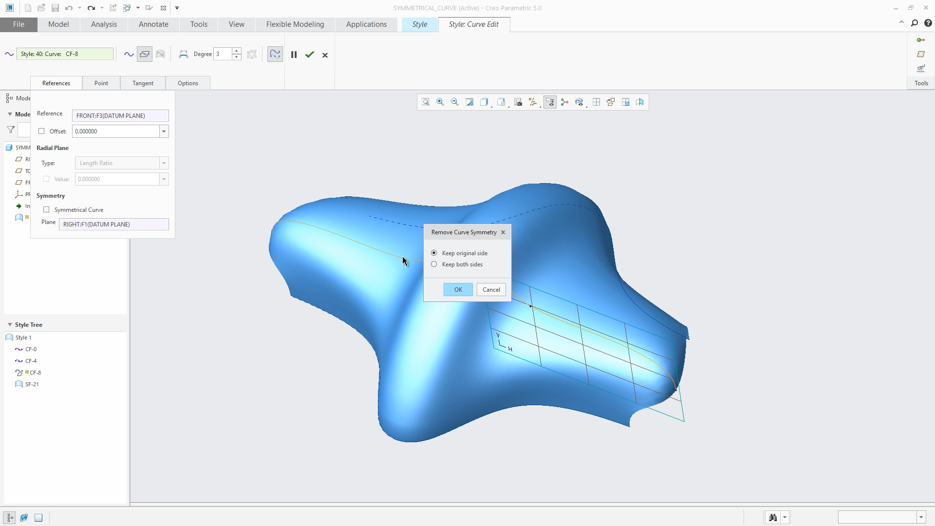Create Symmetrical Curves in Style | tutorial | PTC Learning Connector