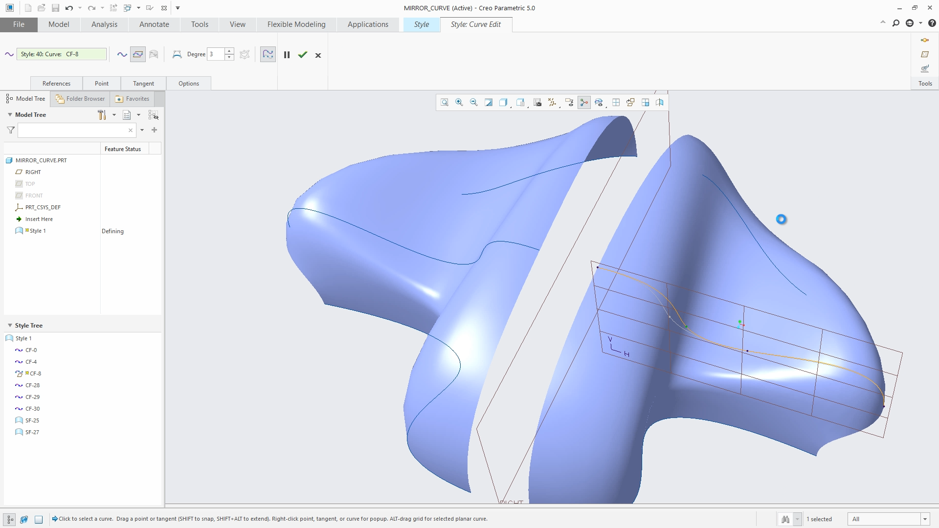 Mirror Curves in Style | tutorial | PTC Learning Connector