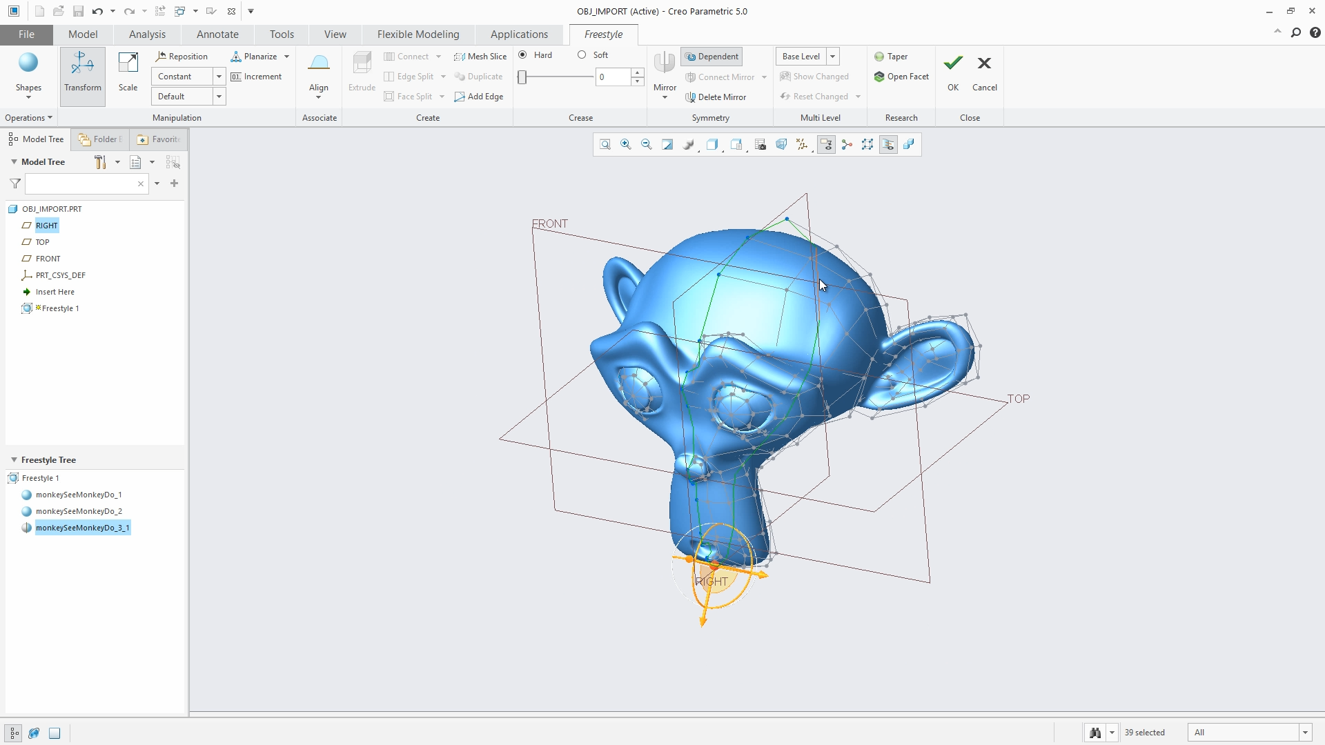 Slice Freestyle Shapes by Plane | tutorial | PTC Learning Connector