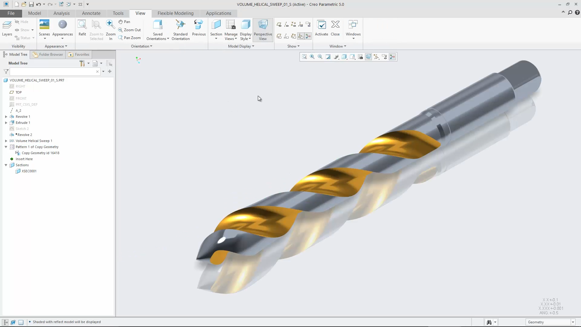 Create Volume Helical Sweep Feature | tutorial | PTC Learning Connector