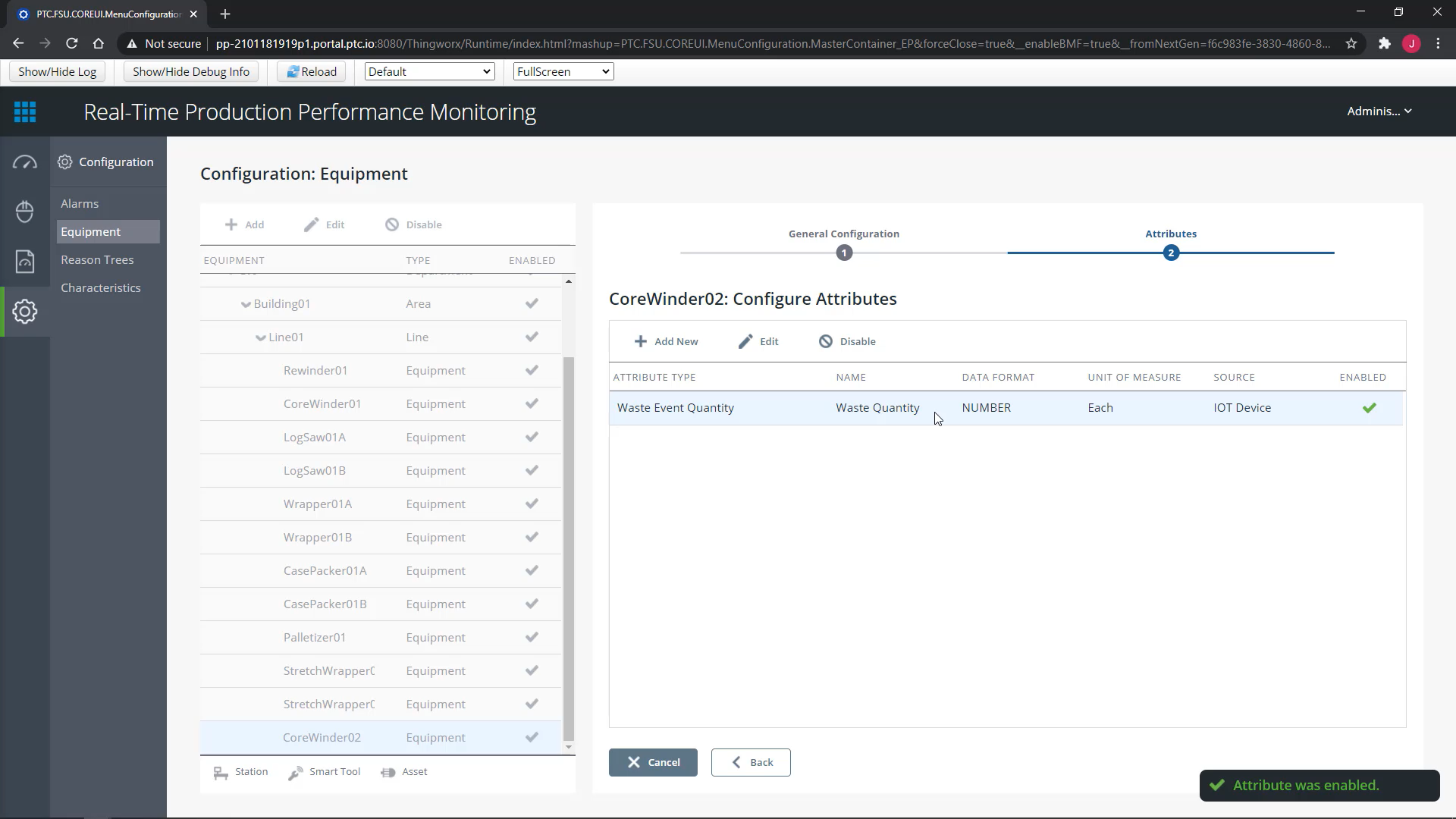 Configure Equipment | tutorial | PTC Learning Connector