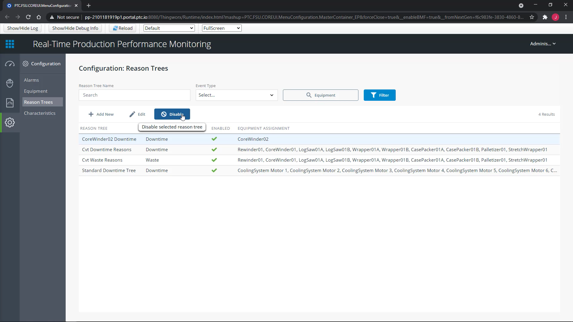 Configure Reason Trees | tutorial | PTC Learning Connector