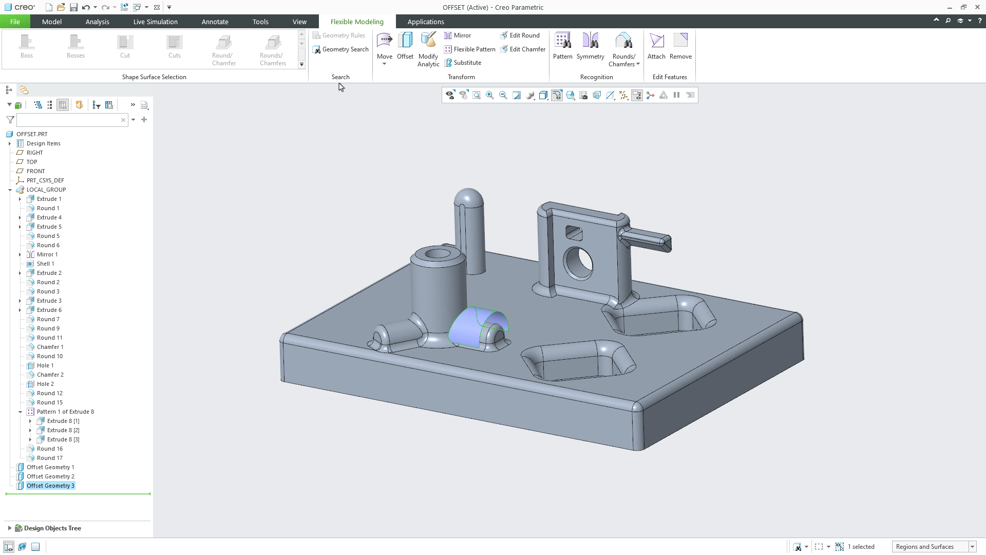 Apply Flexible Offset | tutorial | PTC Learning Connector