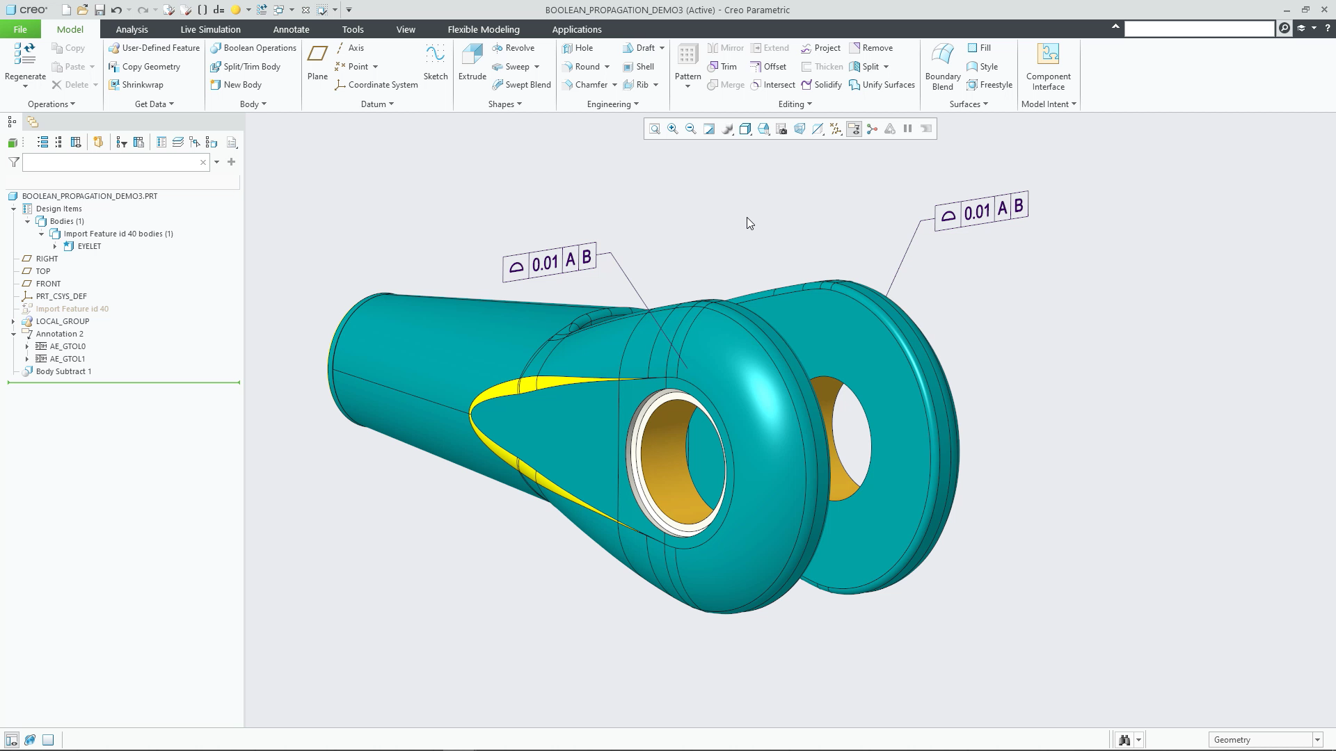 Ptc Tutorial Models Appearance and Reference Propagation for Boolean Operations | tutorial ...
