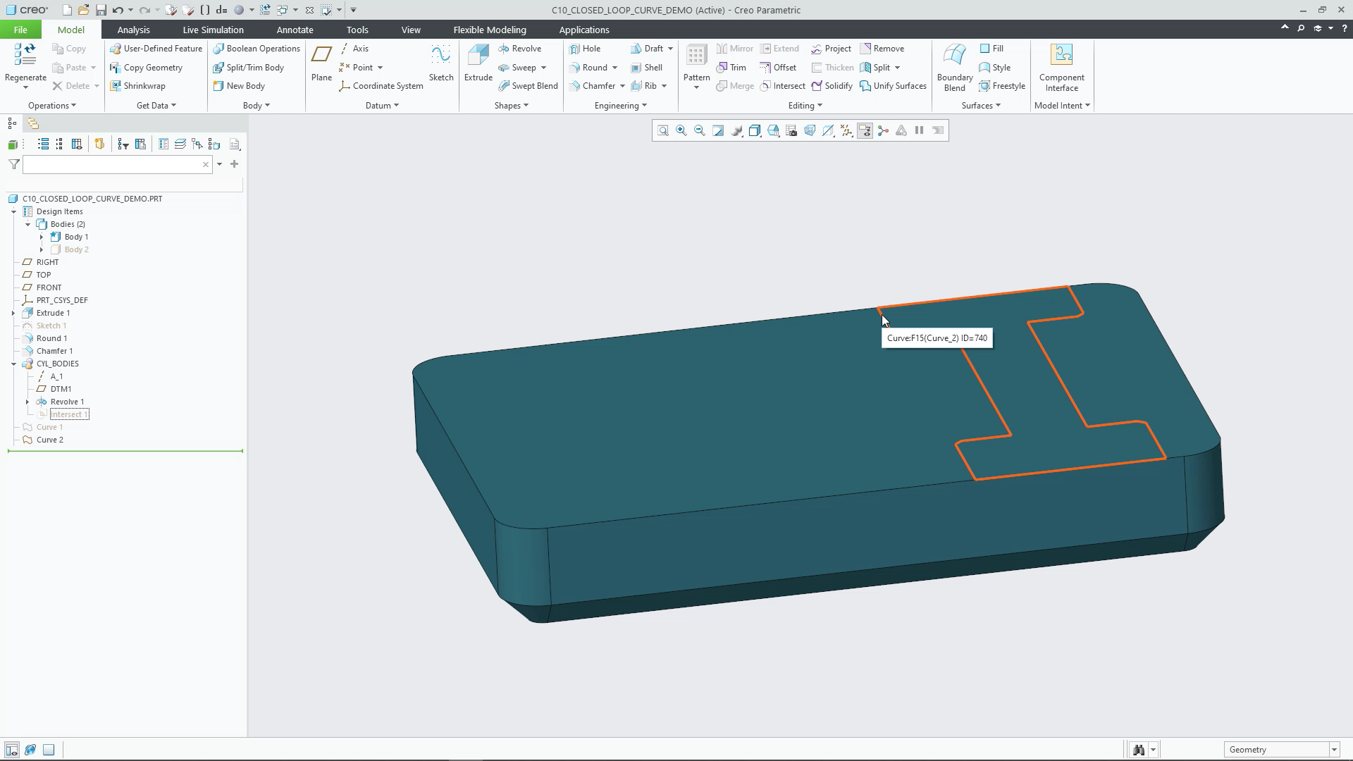 New Closed Loop Curve Feature | tutorial | PTC Learning Connector