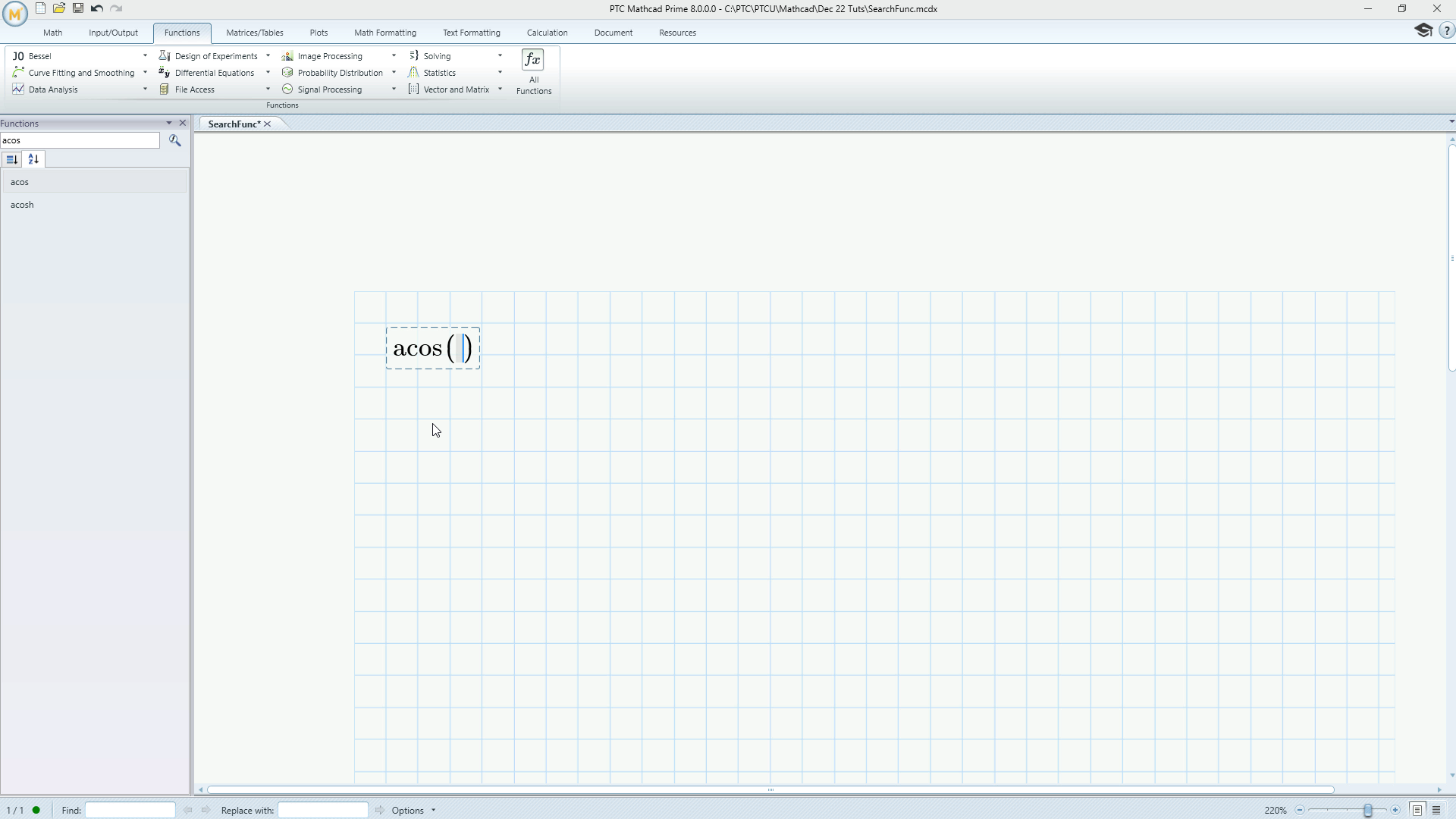 Search for a Built-In Function | tutorial | PTC Learning Connector